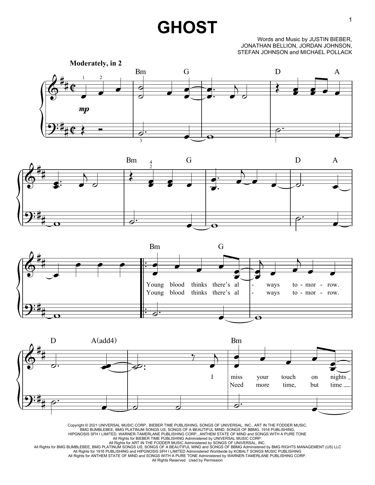 Ghost (Easy Piano) von Justin Bieber