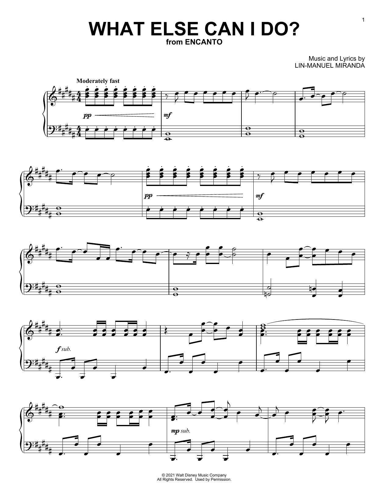 What Else Can I Do? (from Encanto) (Piano Solo) von Lin-Manuel Miranda