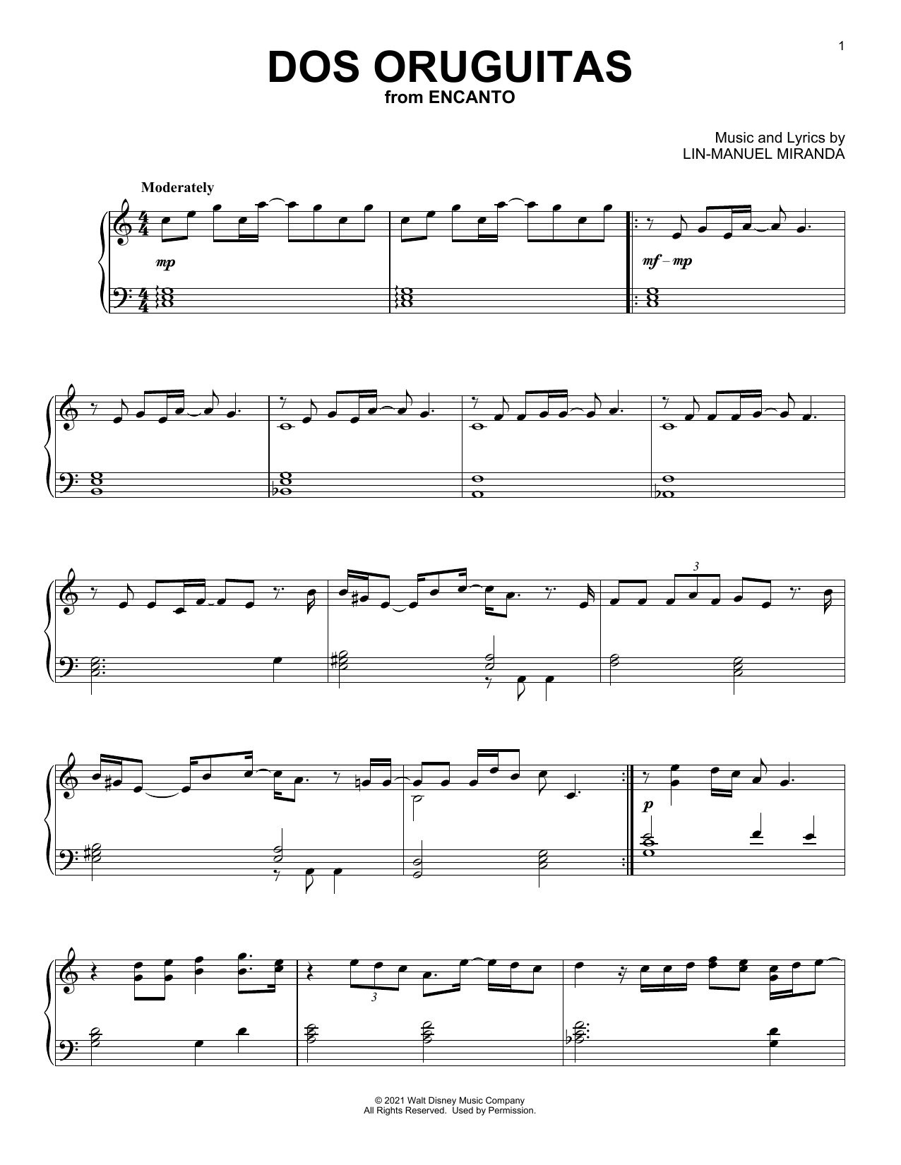 Dos Oruguitas (from Encanto) (Piano Solo) von Lin-Manuel Miranda