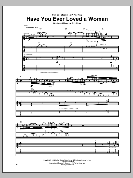 Have You Ever Loved A Woman (Guitar Tab) von Eric Clapton