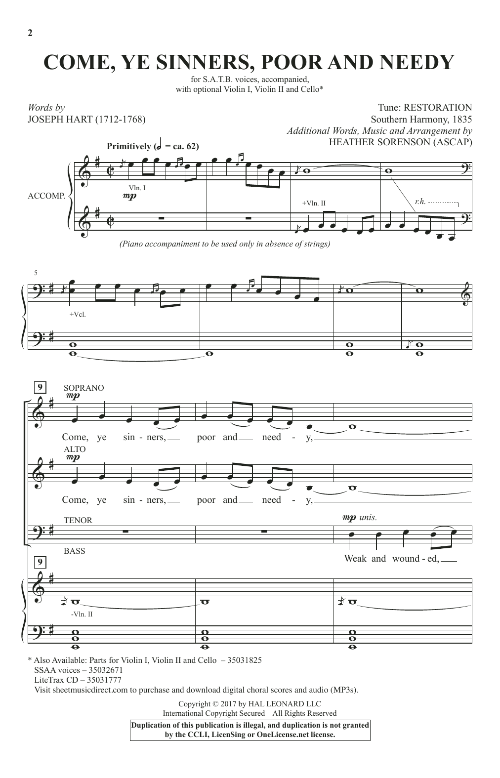 Come, Ye Sinners, Poor And Needy (SATB Choir) von Heather Sorenson