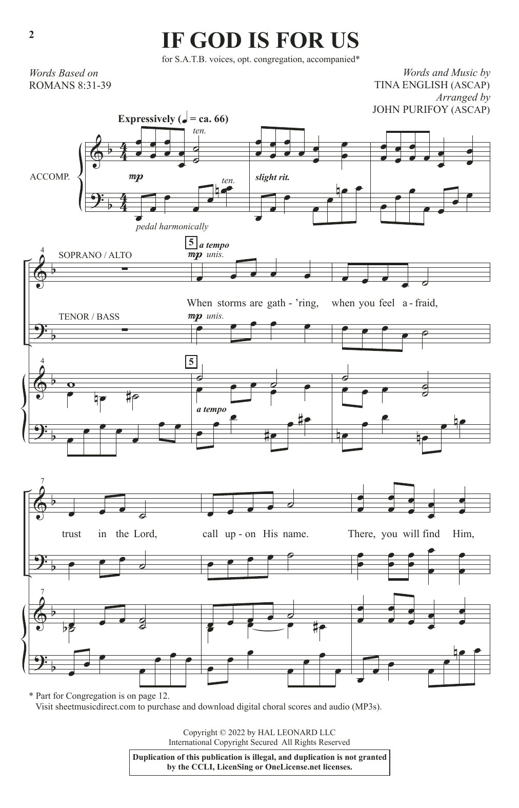 If God Is For Us (arr. John Purifoy) (SATB Choir) von Tina English