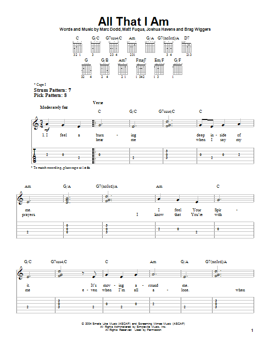 All That I Am (Easy Guitar Tab) von The Afters