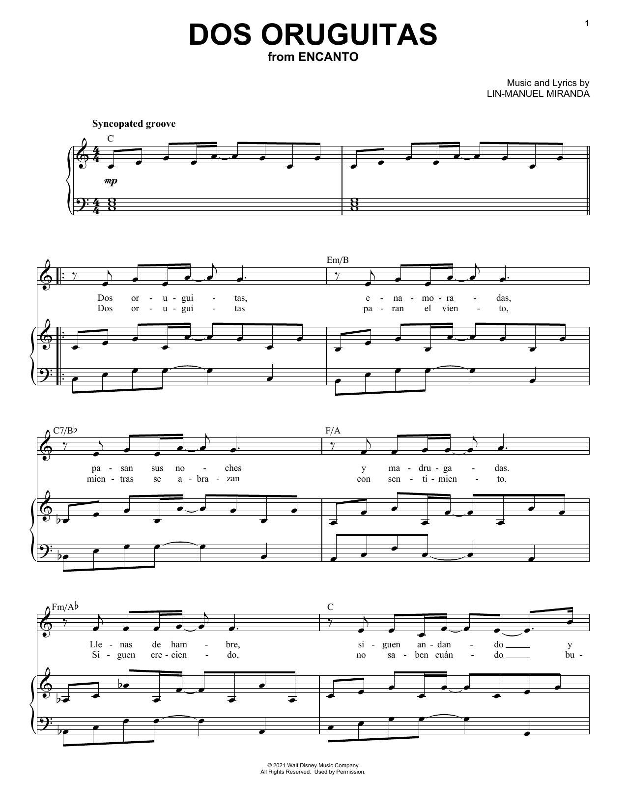 Dos Oruguitas (from Encanto) (Piano & Vocal) von Lin-Manuel Miranda