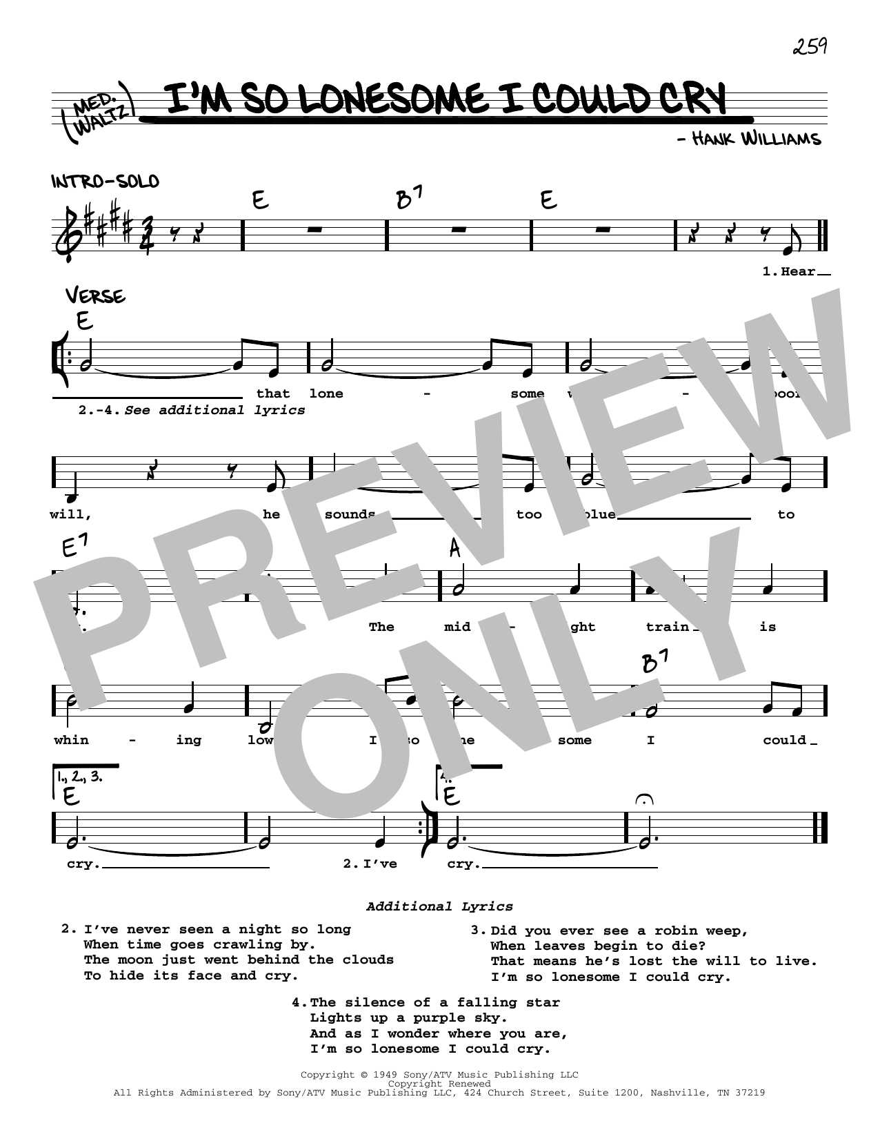 I'm So Lonesome I Could Cry (Real Book  Melody, Lyrics & Chords) von Elvis Presley