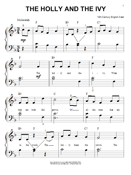 The Holly And The Ivy (Big Note Piano) von Traditional Carol