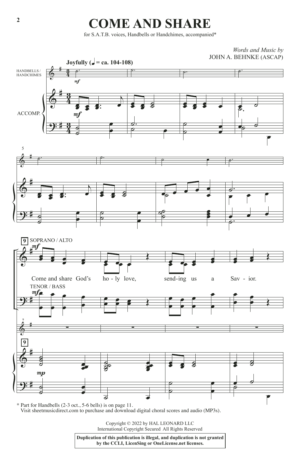 Come And Share (SATB Choir) von John A. Behnke