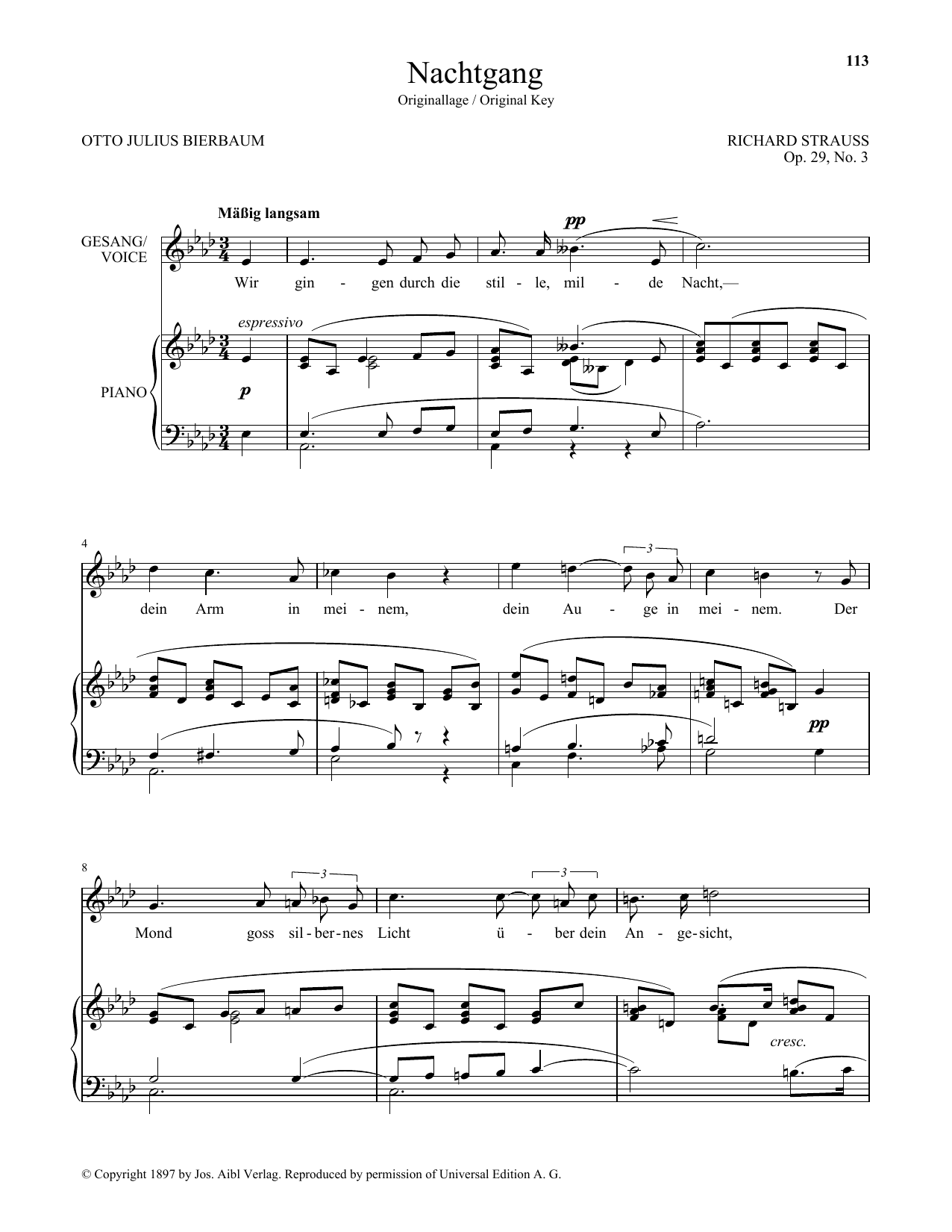 Nachtgang (High Voice) (Piano & Vocal) von Richard Strauss
