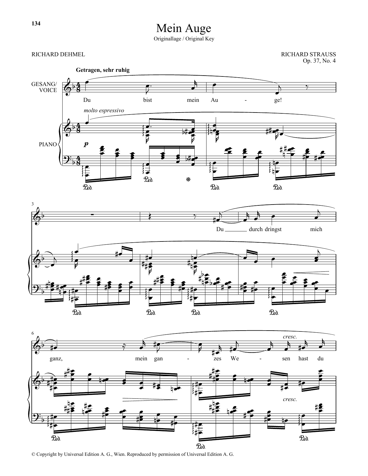 Mein Auge (High Voice) (Piano & Vocal) von Richard Strauss