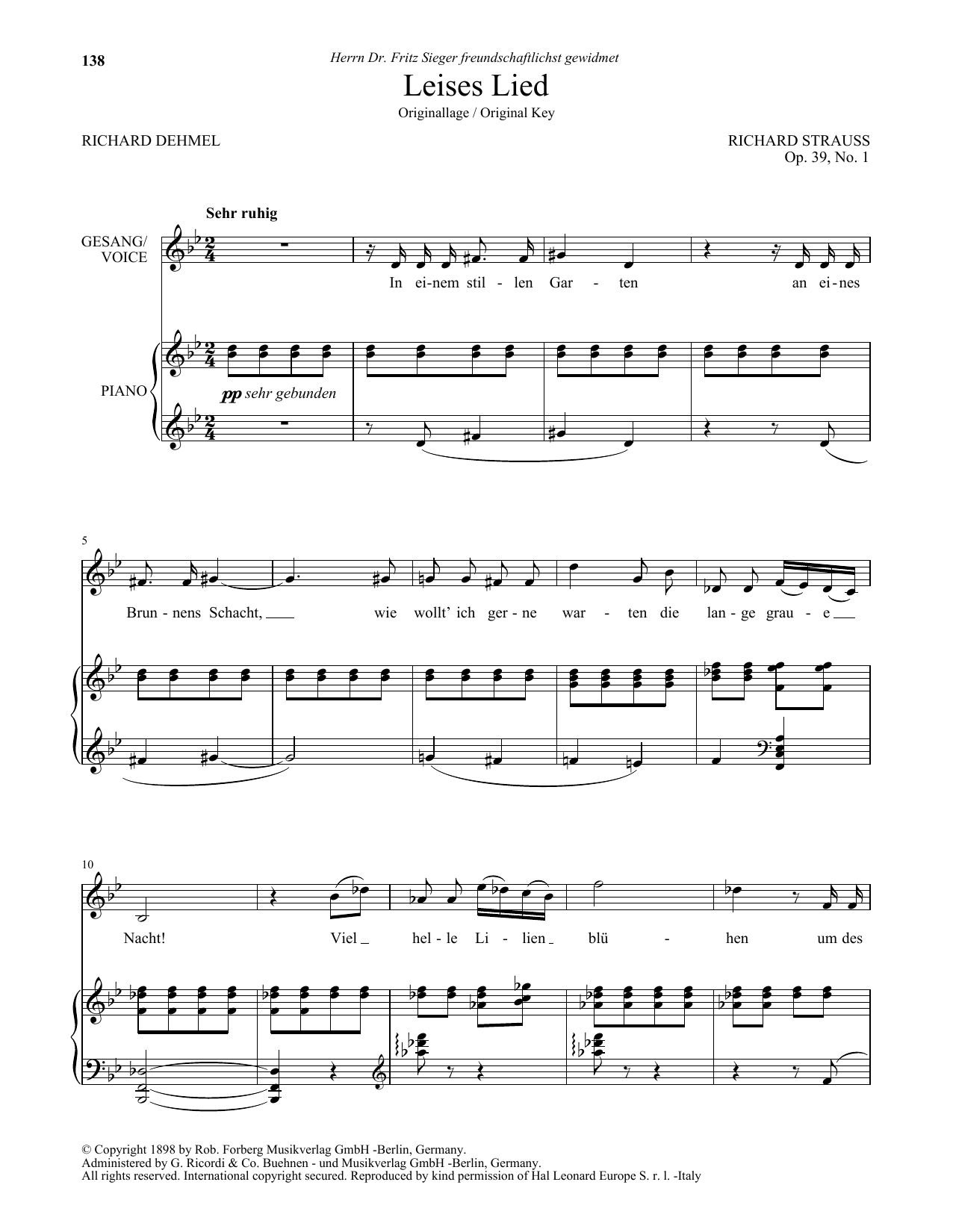 Leises Lied (High Voice) (Piano & Vocal) von Richard Strauss