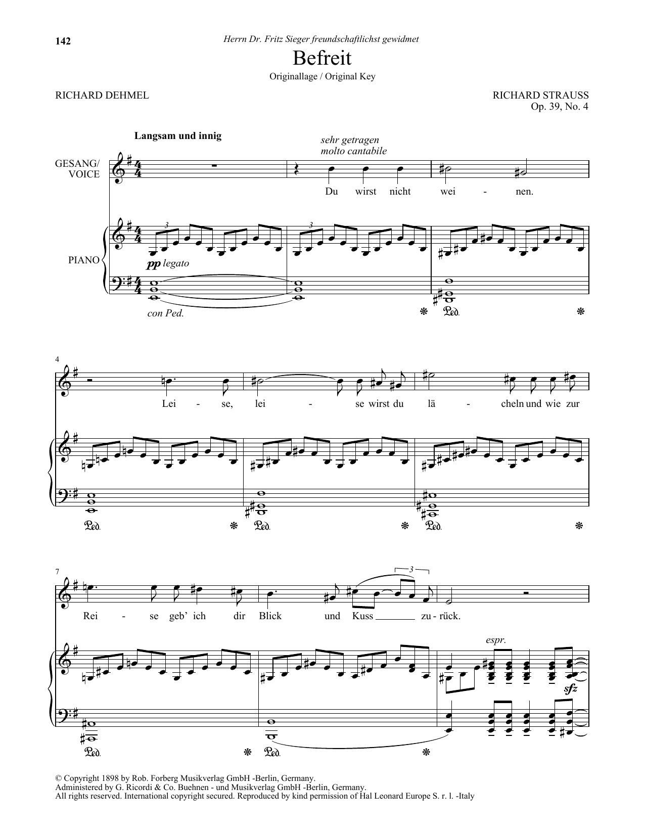 Befreit (High Voice) (Piano & Vocal) von Richard Strauss