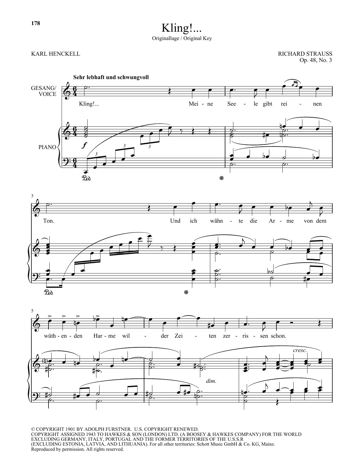 Kling! (High Voice) (Piano & Vocal) von Richard Strauss