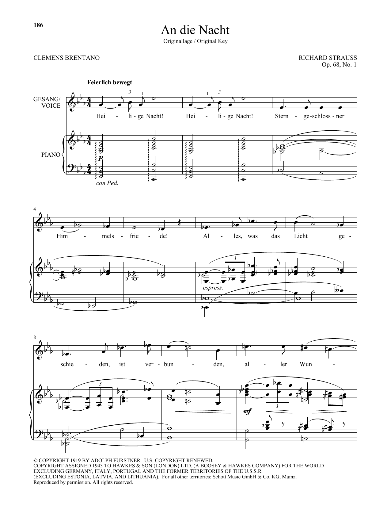 An Die Nacht (High Voice) (Piano & Vocal) von Richard Strauss