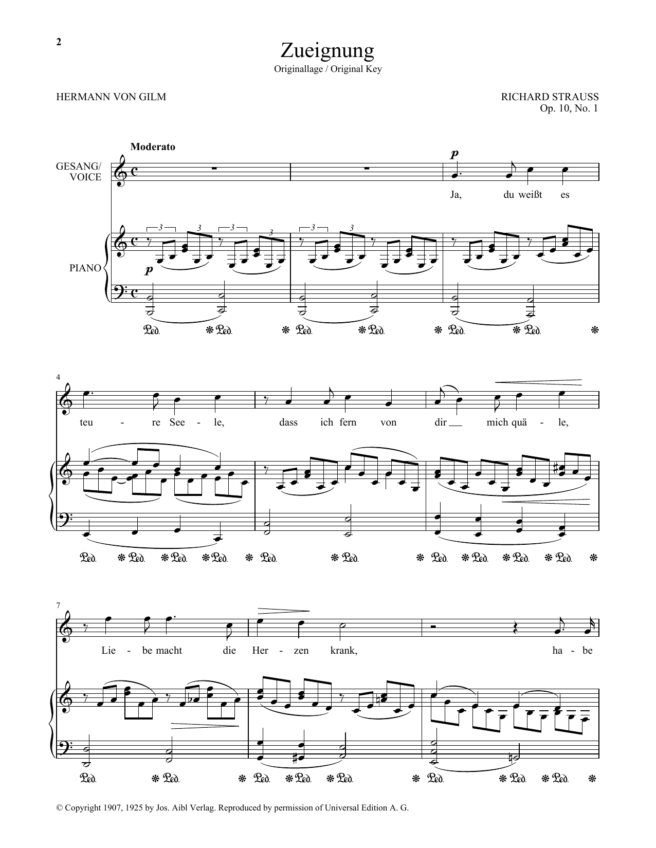 Zueignung (Op. 10, No. 1) (High Voice) (Piano & Vocal) von Richard Strauss