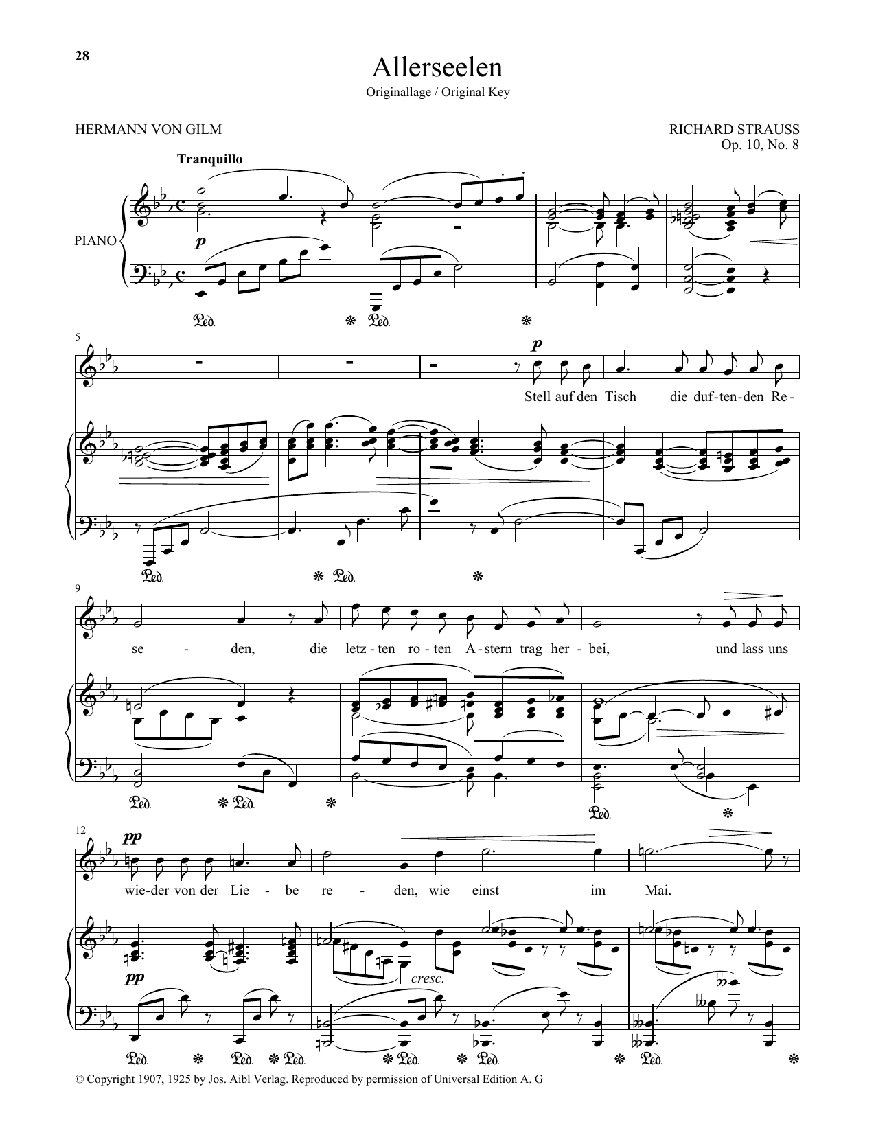 Allerseelen (High Voice) (Piano & Vocal) von Richard Strauss