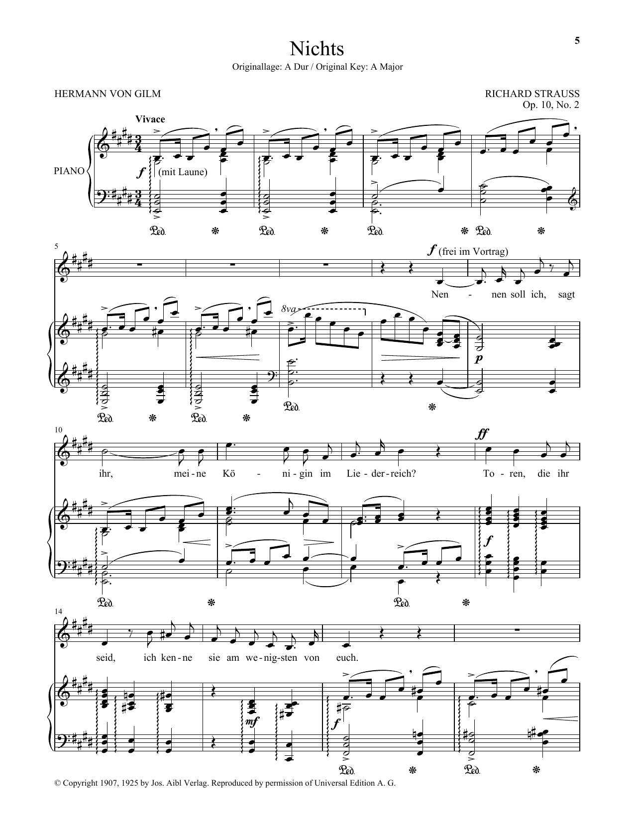 Nichts (Low Voice) (Piano & Vocal) von Richard Strauss