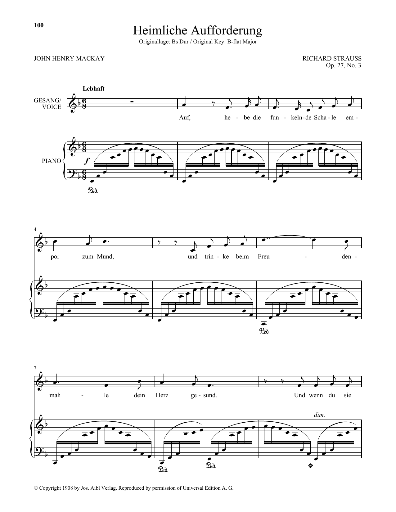 Heimliche Aufforderung (Low Voice) (Piano & Vocal) von Richard Strauss