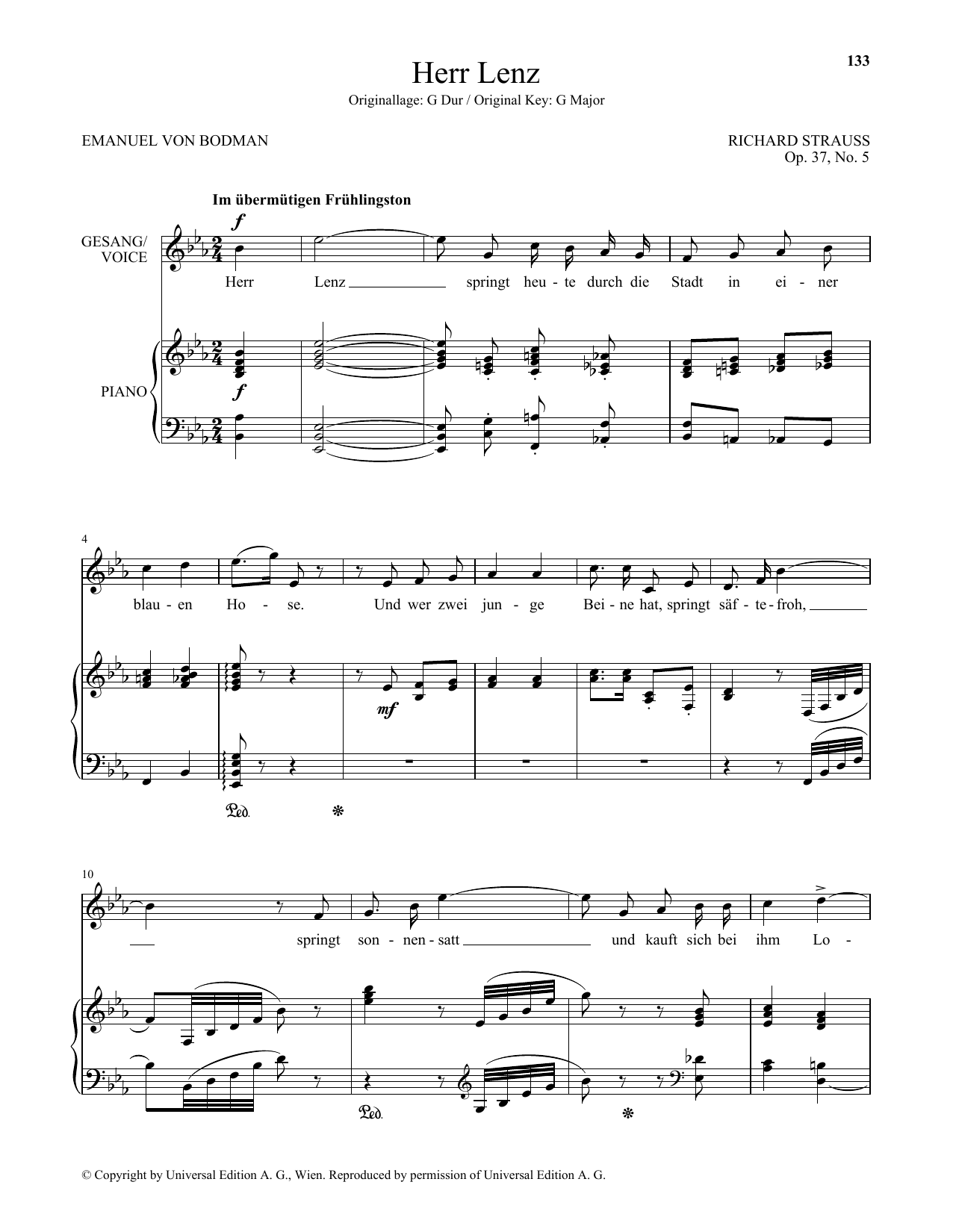 Herr Lenz (Low Voice) (Piano & Vocal) von Richard Strauss
