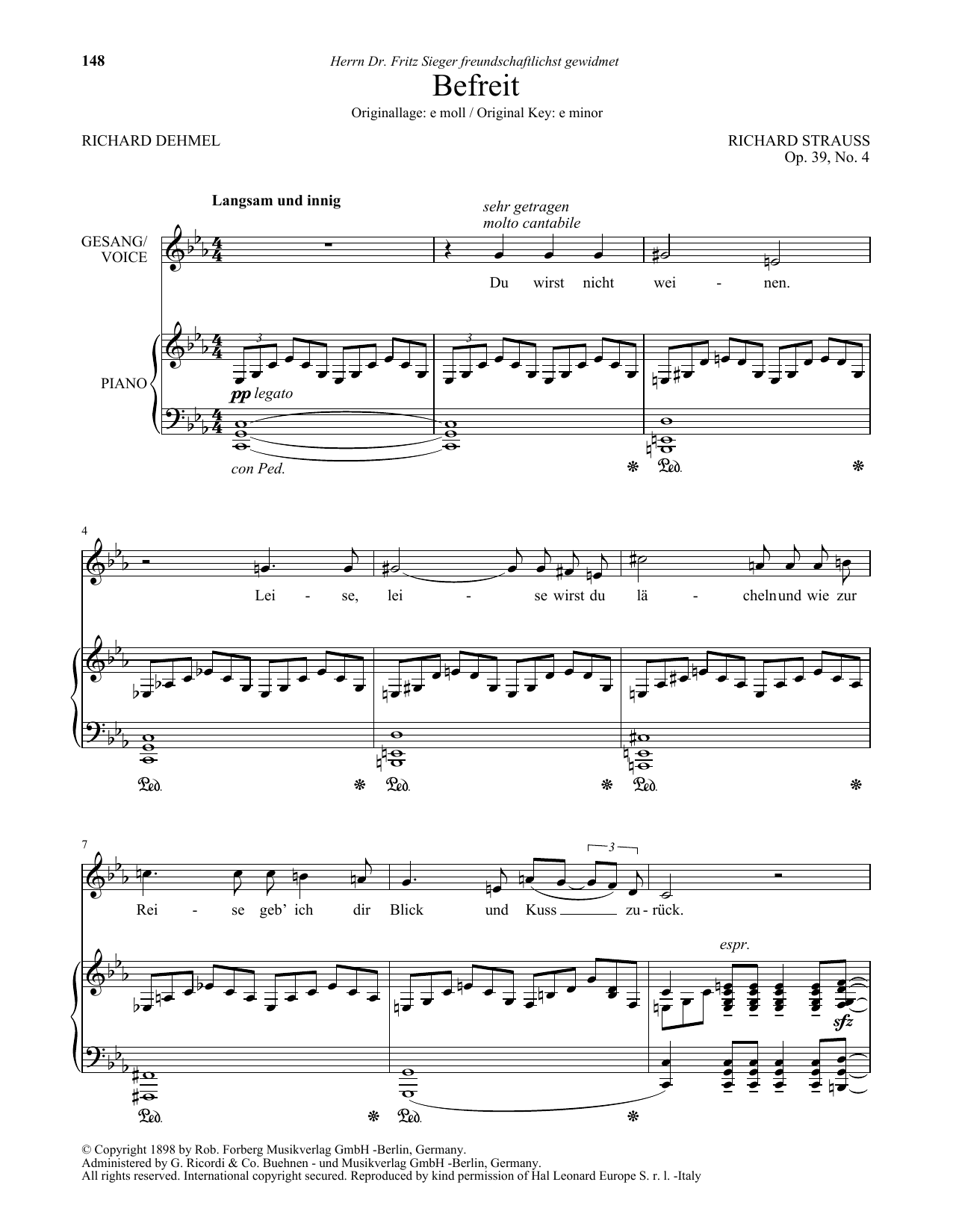 Befreit (Low Voice) (Piano & Vocal) von Richard Strauss