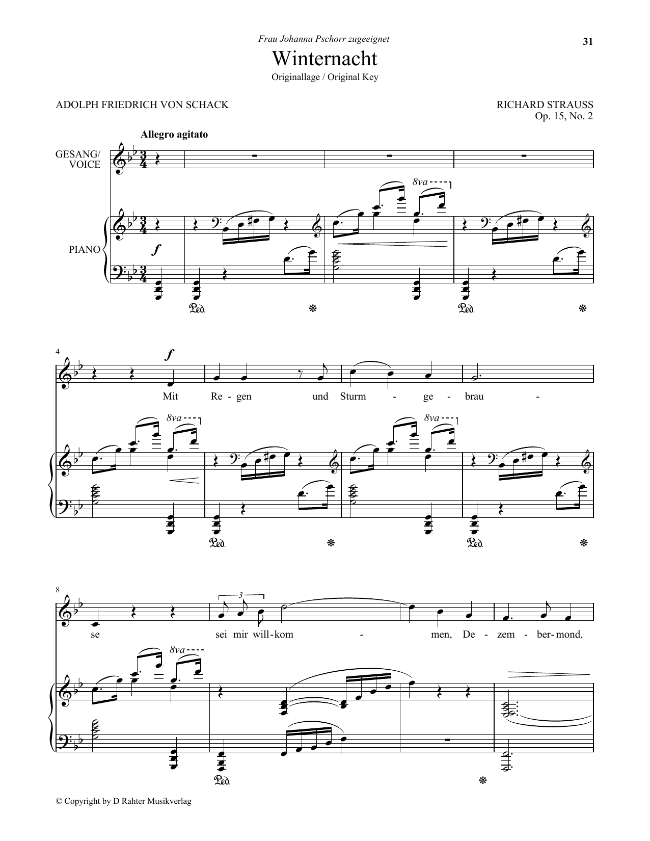 Winternacht (Low Voice) (Piano & Vocal) von Richard Strauss