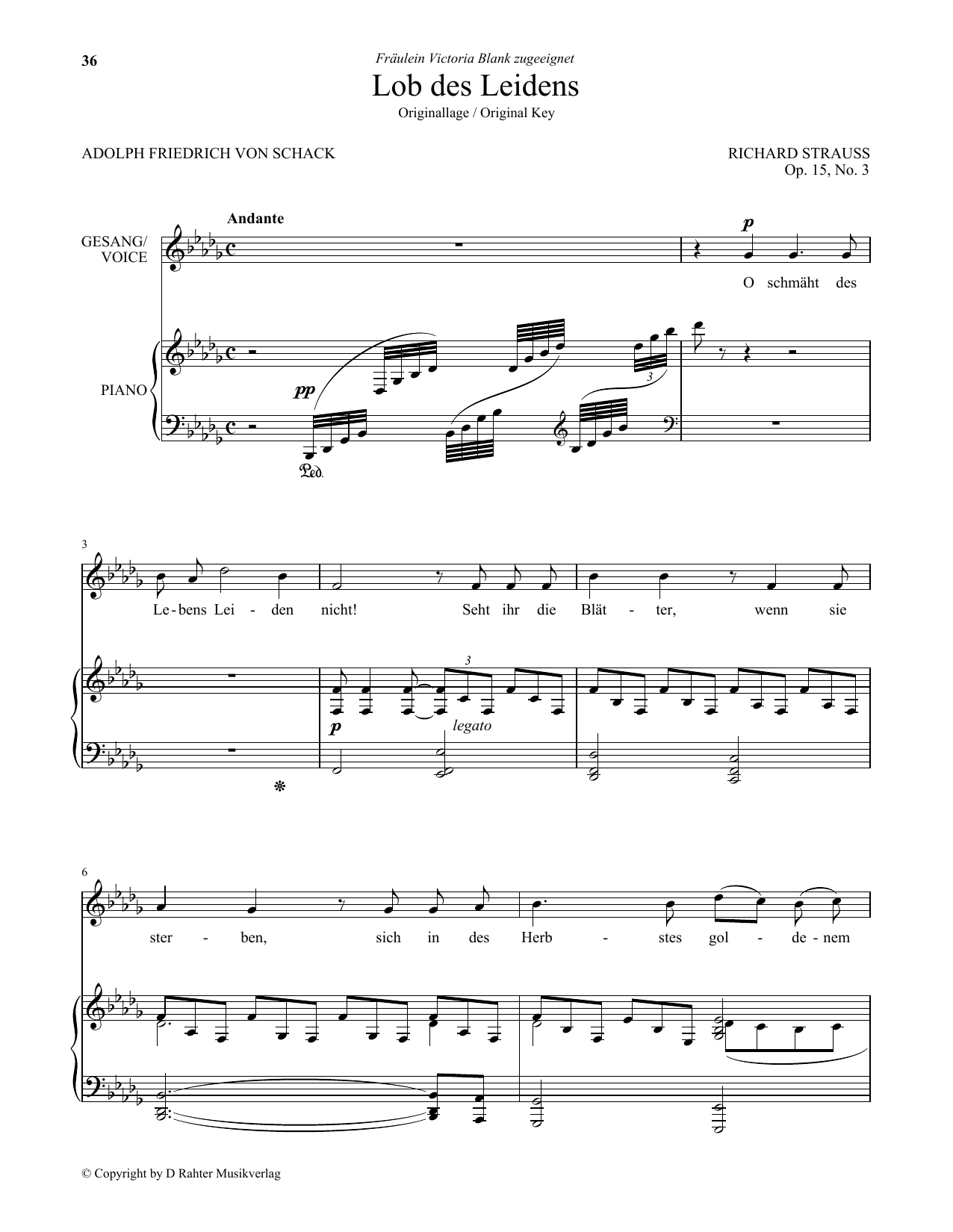 Lob Des Leidens (Low Voice) (Piano & Vocal) von Richard Strauss