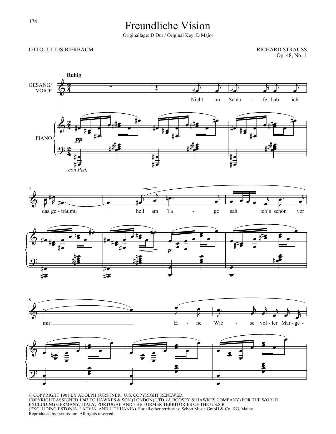 Freundliche Vision (Low Voice) (Piano & Vocal) von Richard Strauss