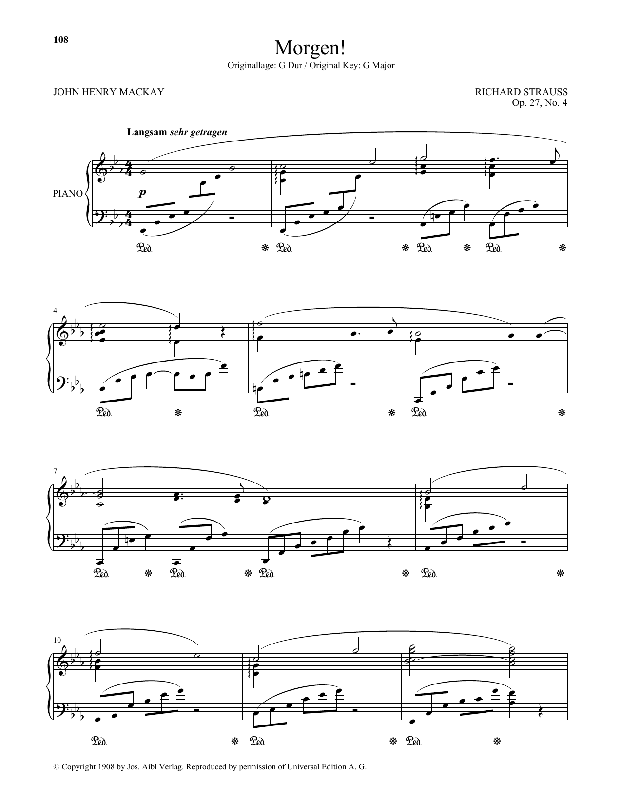 Morgen! (Low Voice) (Piano & Vocal) von Richard Strauss