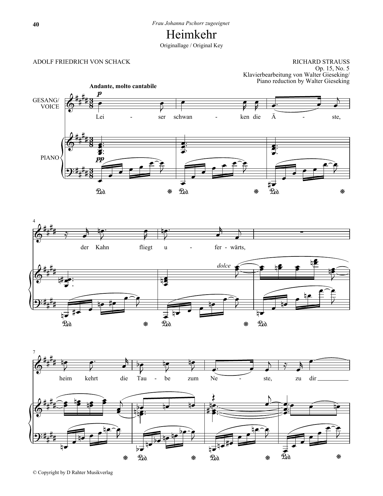 Heimkehr (Low Voice) (Piano & Vocal) von Richard Strauss