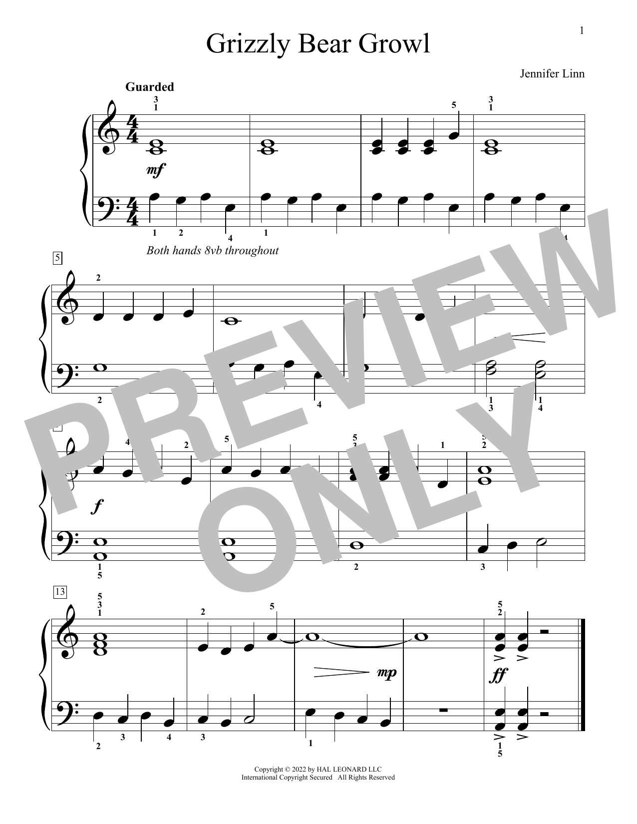 Grizzly Bear Growl (Educational Piano) von Jennifer Linn