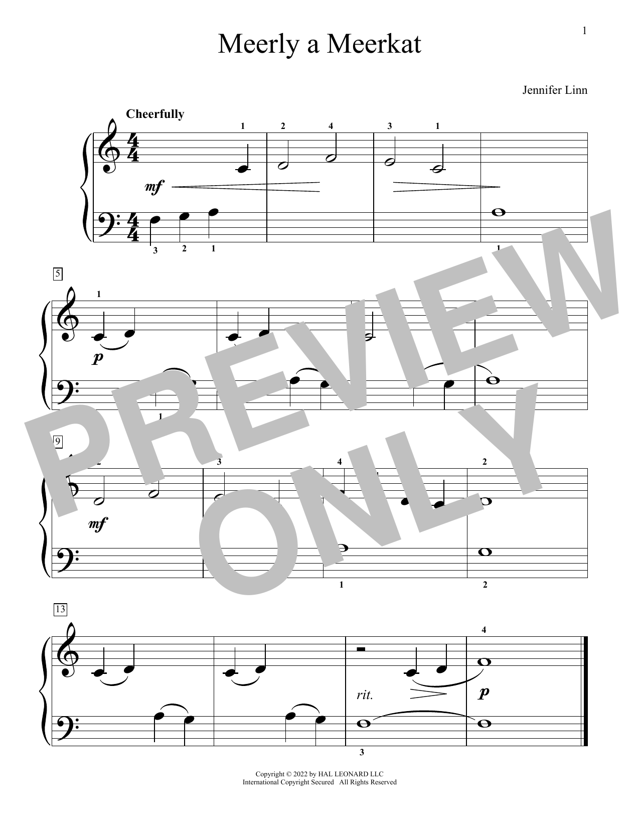 Meerly A Meerkat (Educational Piano) von Jennifer Linn
