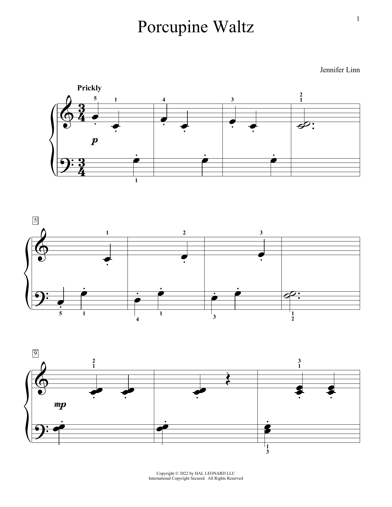Porcupine Waltz (Educational Piano) von Jennifer Linn