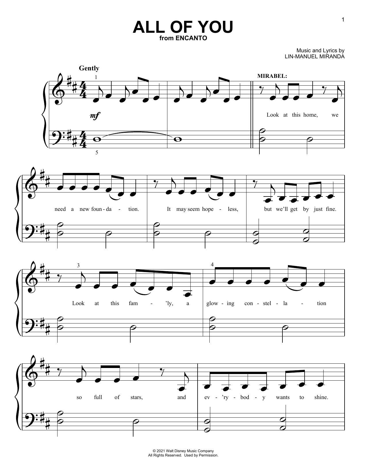 All Of You (from Encanto) (Big Note Piano) von Lin-Manuel Miranda