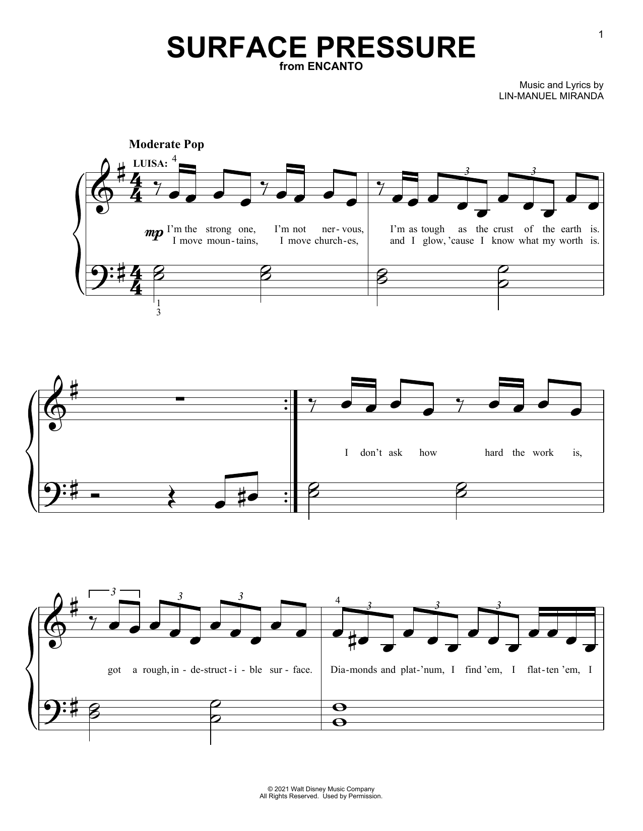 Surface Pressure (from Encanto) (Big Note Piano) von Lin-Manuel Miranda