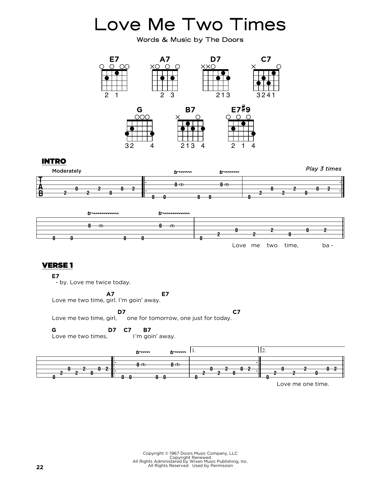 Love Me Two Times (Really Easy Guitar) von The Doors