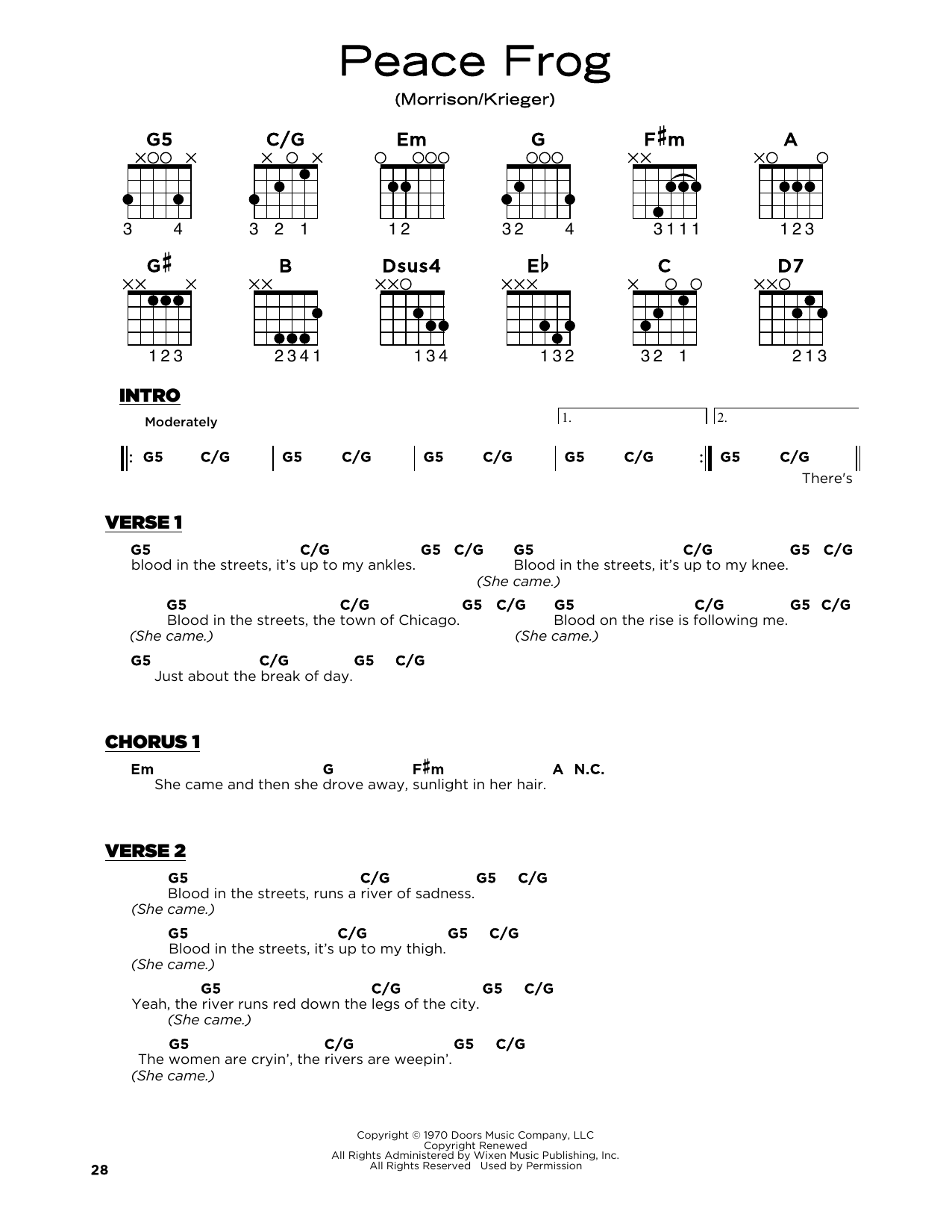 Peace Frog (Really Easy Guitar) von The Doors