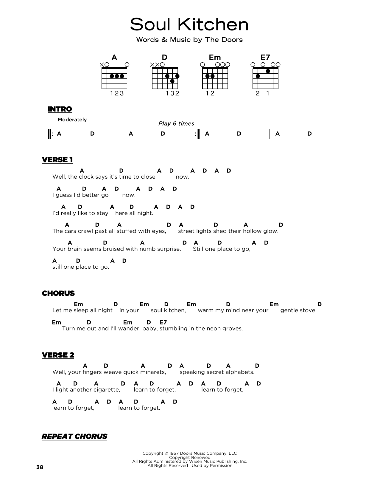 Soul Kitchen (Really Easy Guitar) von The Doors