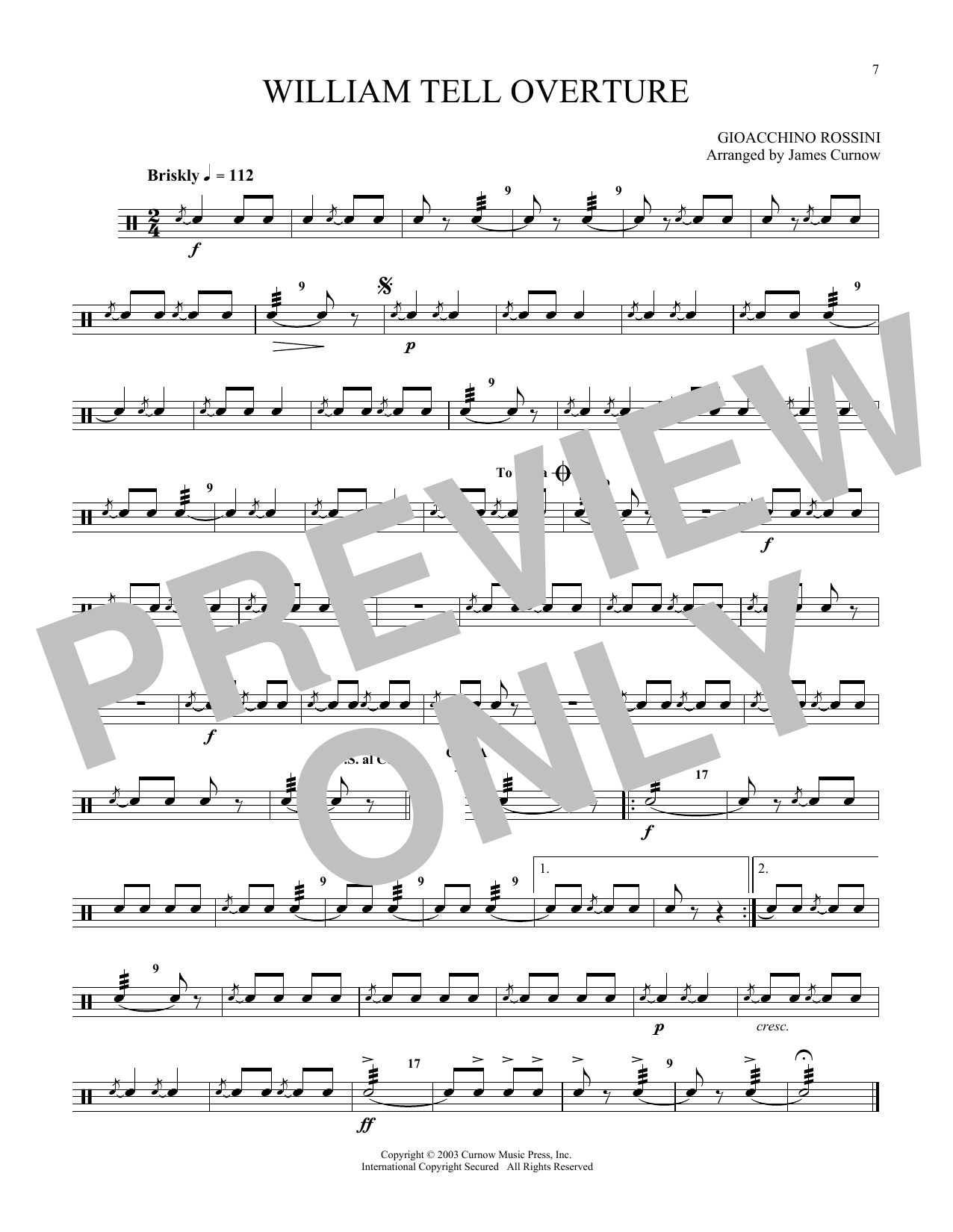 William Tell Overture (arr. James Curnow) (Snare Drum Solo) von Gioacchino Rossini