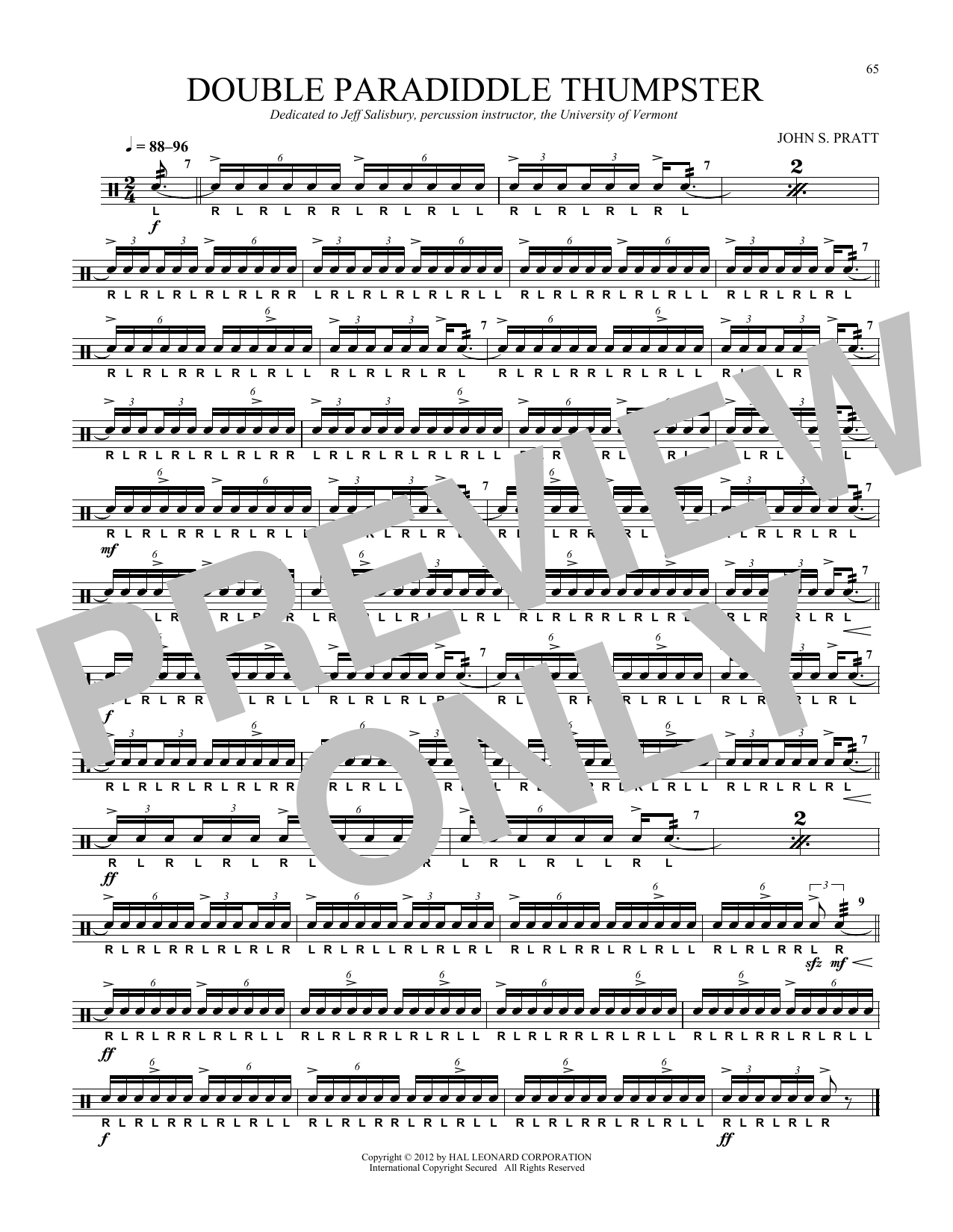 Double Paradiddle Thumpster (Snare Drum Solo) von John S. Pratt