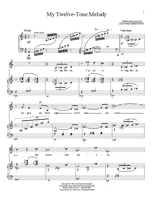 My Twelve-Tone Melody (Piano & Vocal) von Leonard Bernstein