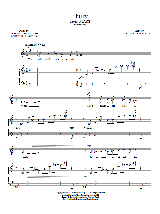 Hurry (Piano & Vocal) von Leonard Bernstein