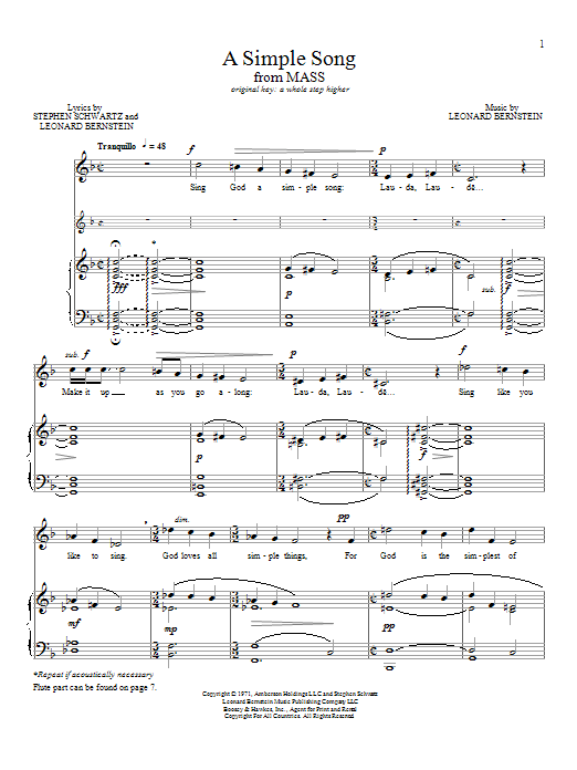 A Simple Song (Piano & Vocal) von Leonard Bernstein