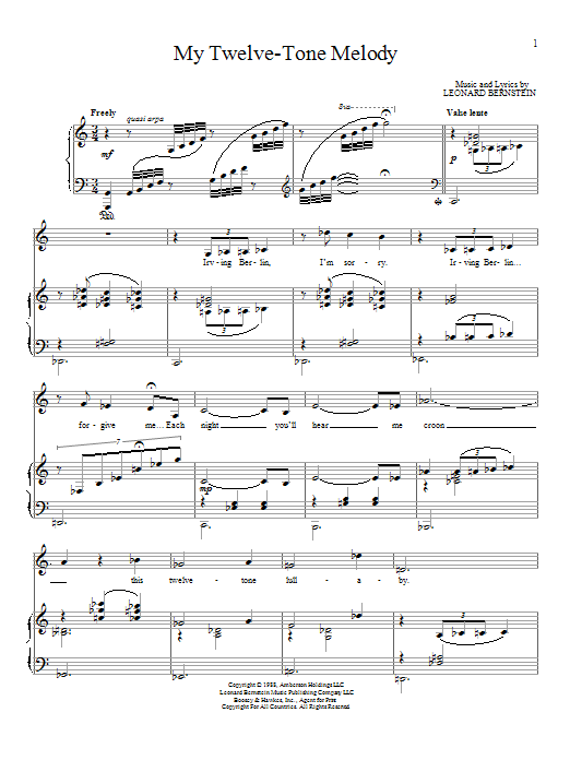 My Twelve-Tone Melody (Piano & Vocal) von Leonard Bernstein