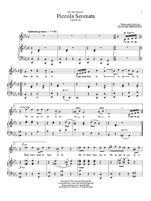 Piccola Serenata (Piano & Vocal) von Leonard Bernstein