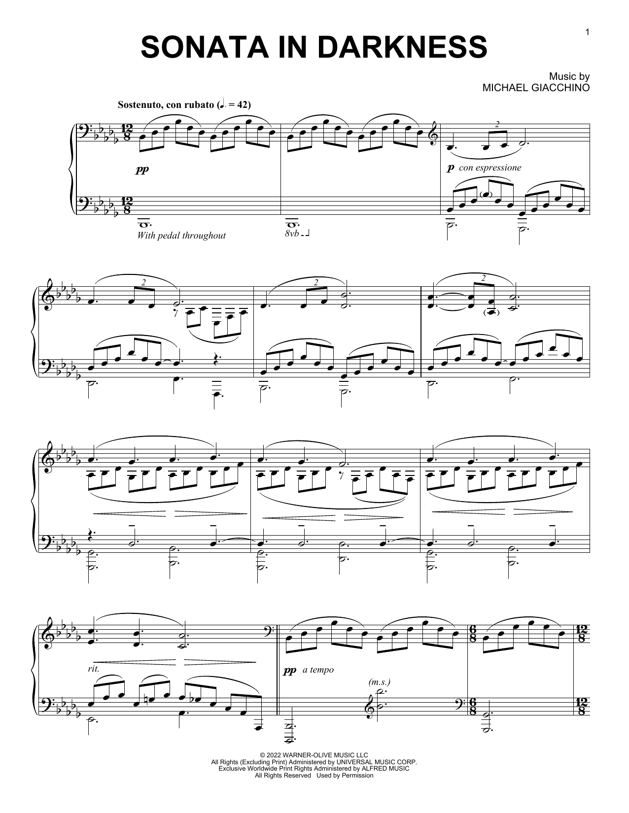 Sonata In Darkness (from The Batman) (Piano Solo) von Michael Giacchino