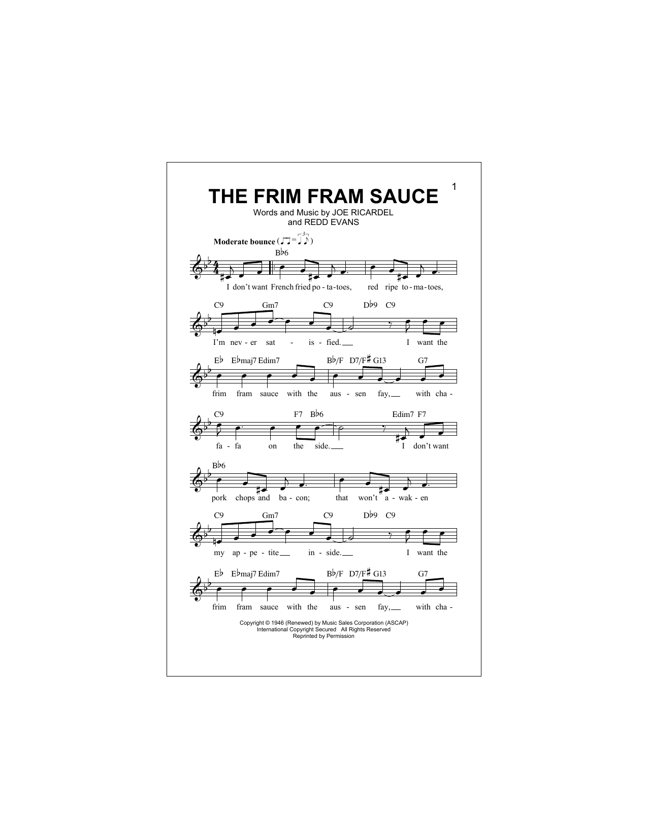 The Frim Fram Sauce (Lead Sheet / Fake Book) von Joe Ricardel