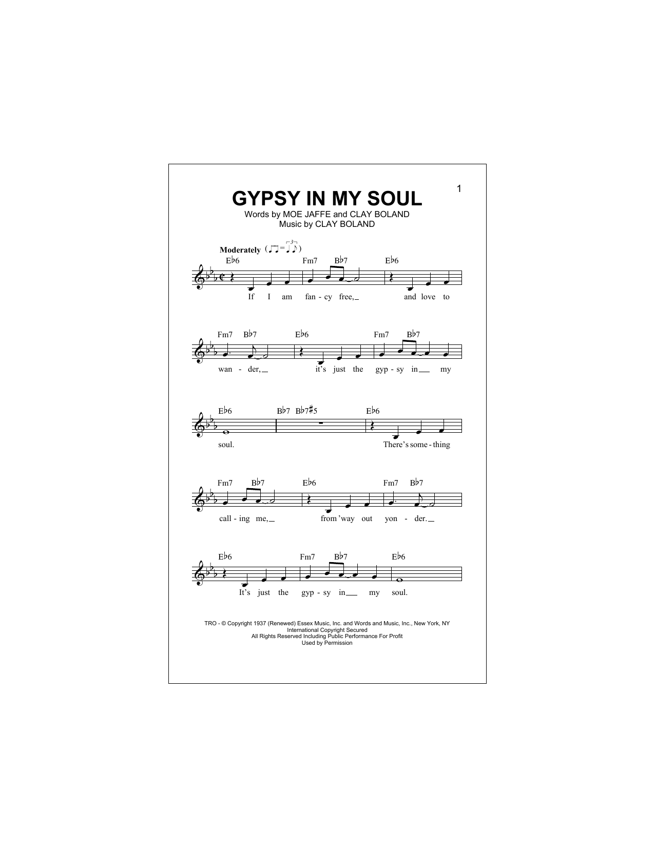 Gypsy In My Soul (Lead Sheet / Fake Book) von Clay Boland