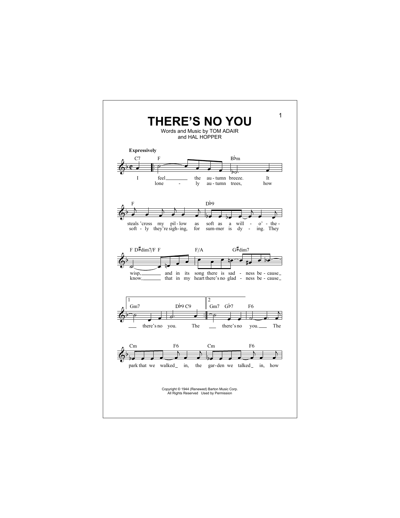 There's No You (Lead Sheet / Fake Book) von Tom Adair