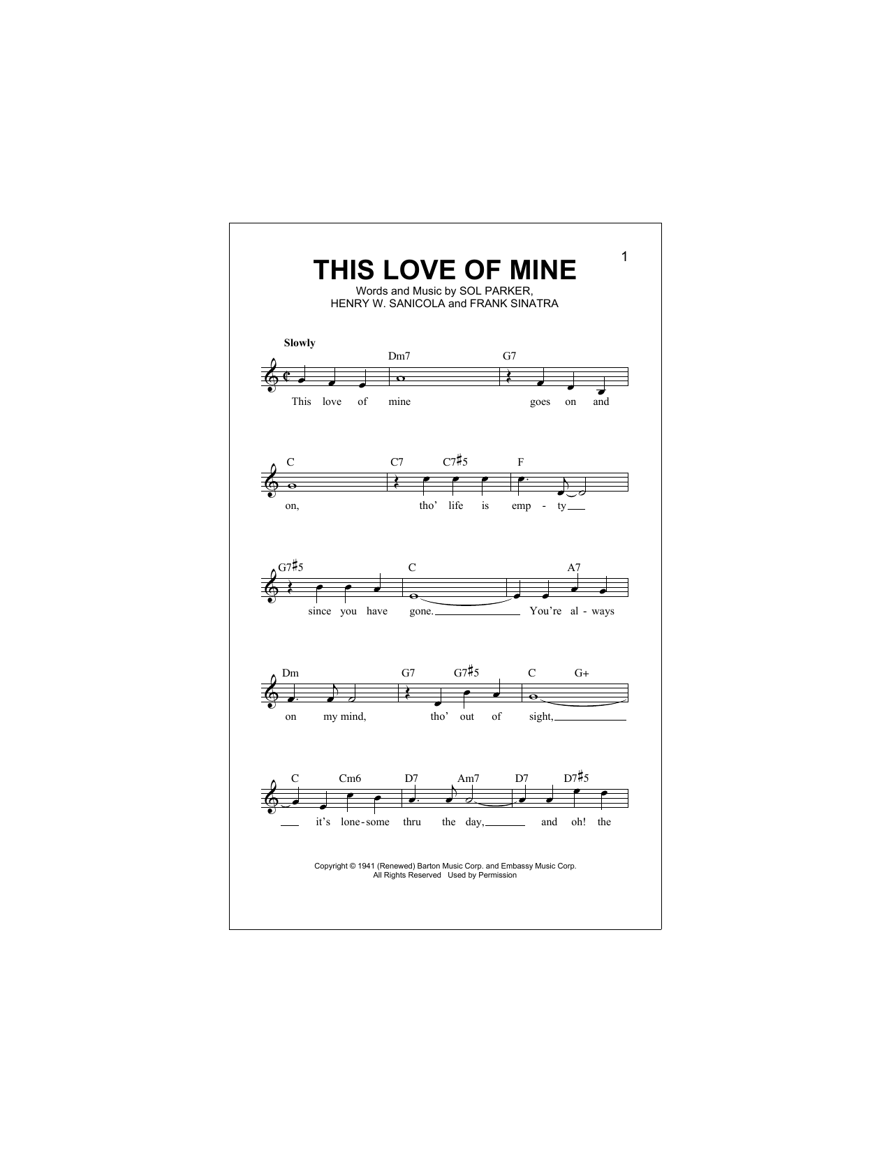 This Love Of Mine (Lead Sheet / Fake Book) von Frank Sinatra