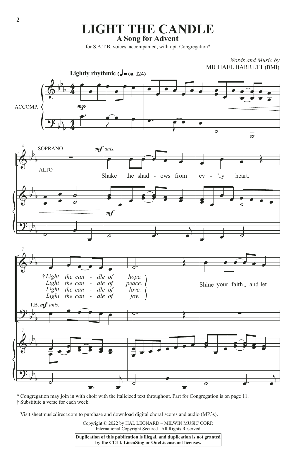 Light The Candle (A Song For Advent) (SATB Choir) von Michael Barrett
