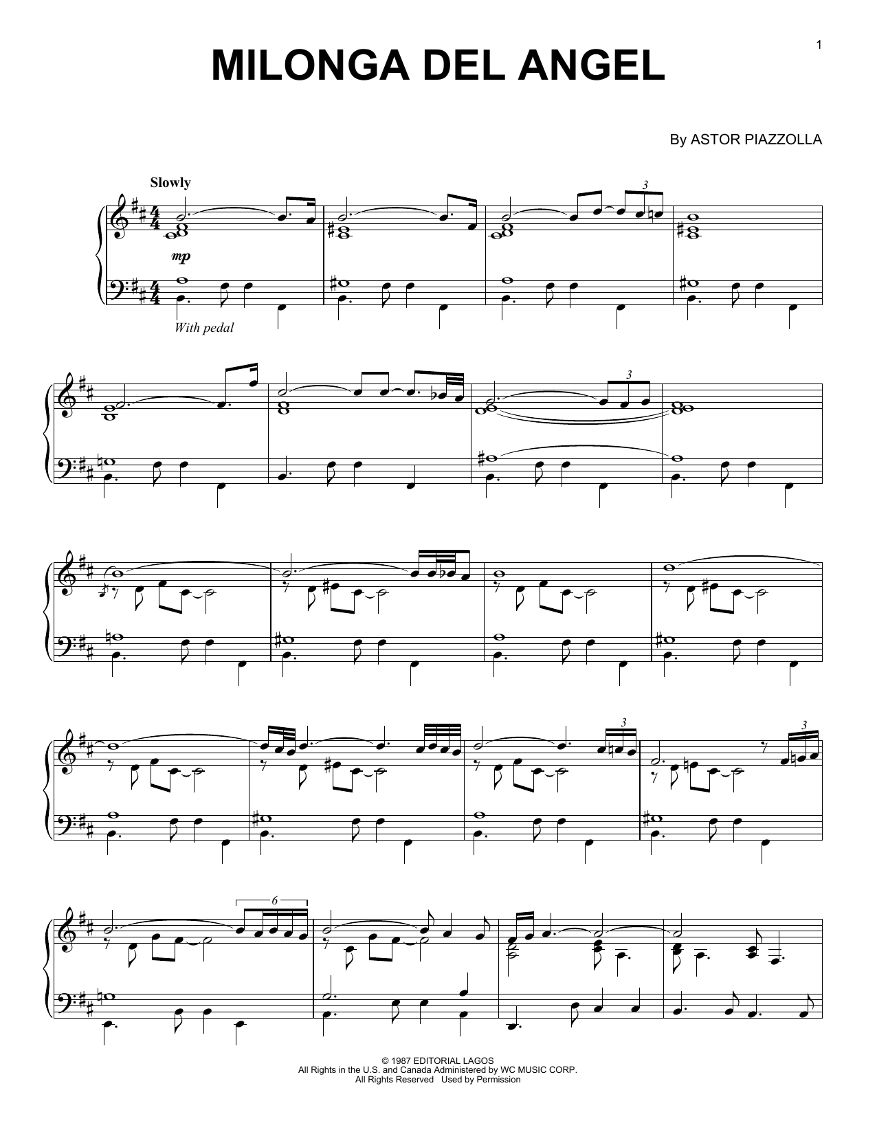 Milonga Del Angel (Piano Solo) von Astor Piazzolla